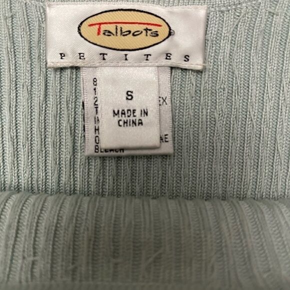 Talbots Silk Beaded Sweater Seafoam Green Size Small Petite - Picture 3 of 4